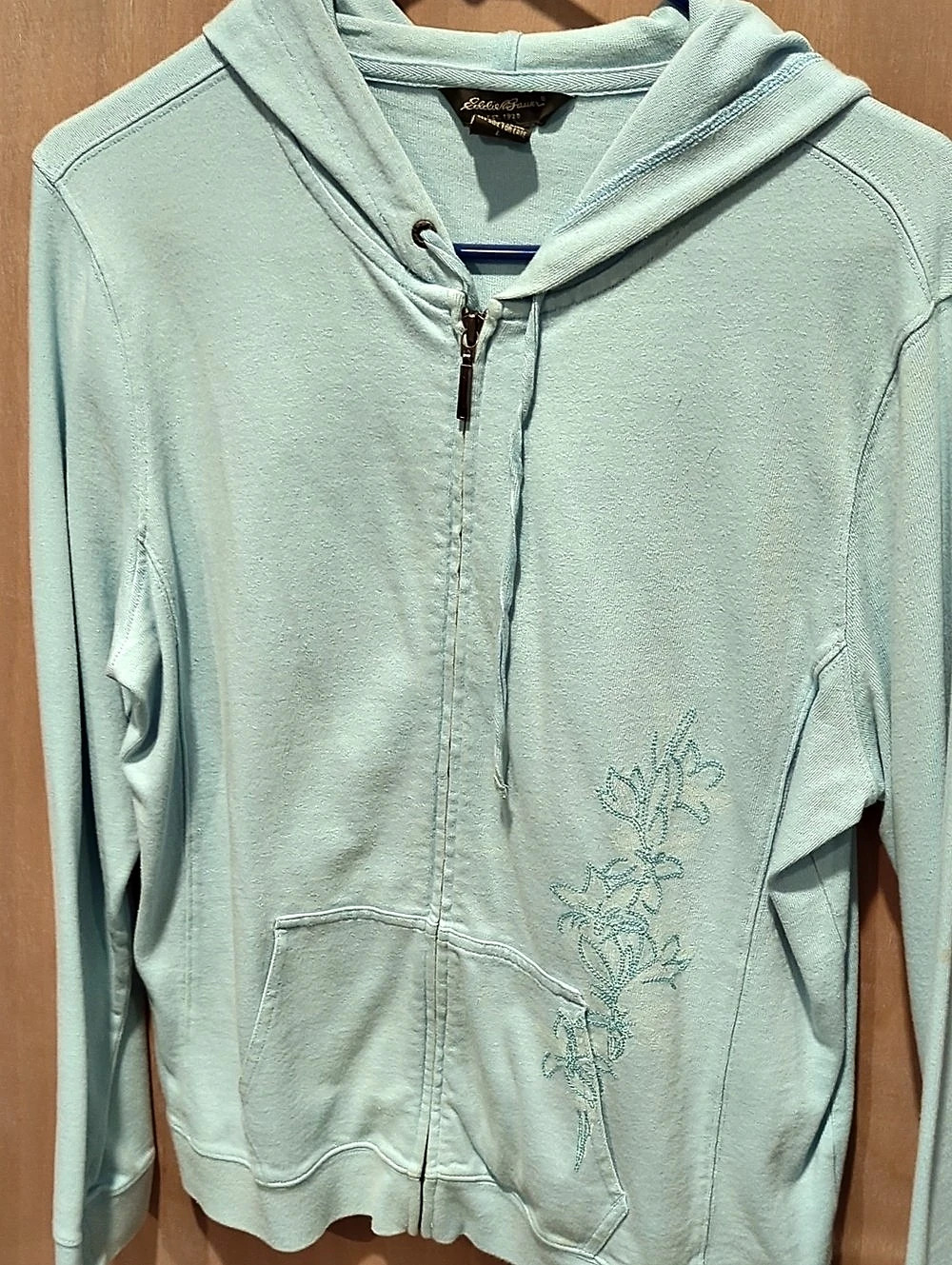 Eddie Bauer Zip Hoodie Light Blue Large